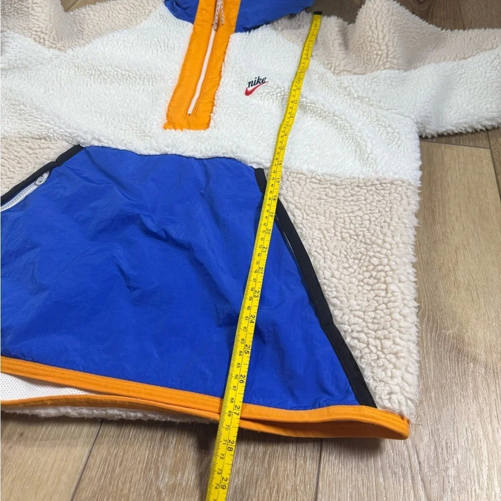 Nike Heritage Sherpa Quarter Zip Jacket Blue, Yellow, White Large